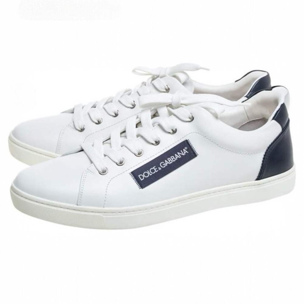 DOLCE & GABBANA Logo White Black Leather Low Top Sneakers Portofino Sneakers - Picture 2 of 16
